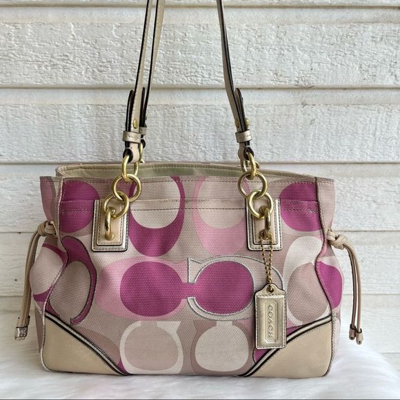 Coach Handbags - COACH Signature Pink Scarf Gallery Tote 16455 Tote Shoulder Bag